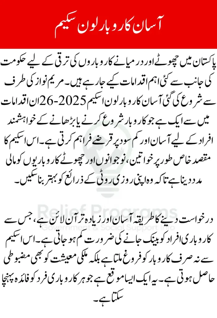 Asaan Karobar Loan Scheme 2025-26